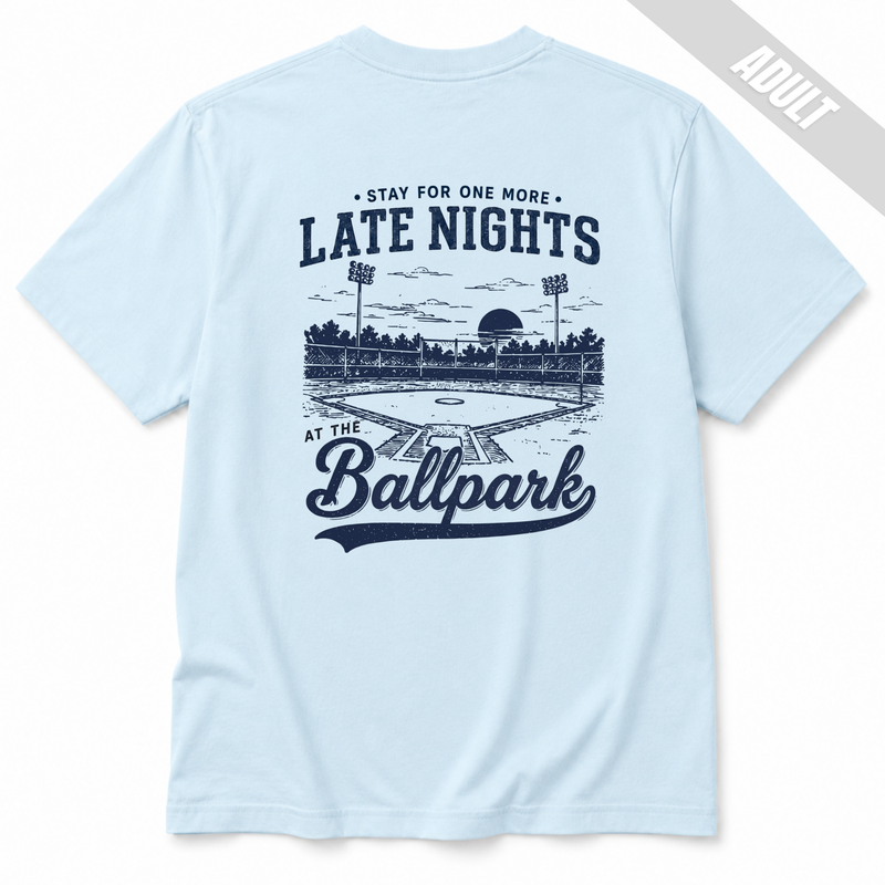 Late Nights at the Ballpark Adult Baseball T-Shirt
